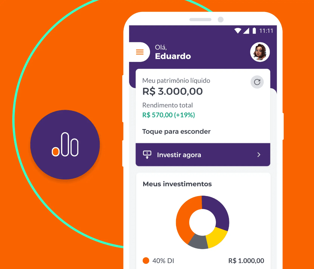 Aplicativo mostrando rendimento CDB